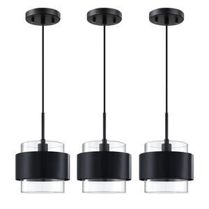 Dolaimy House 3 Pack Kitchen Pendant Light Black D6” H48”